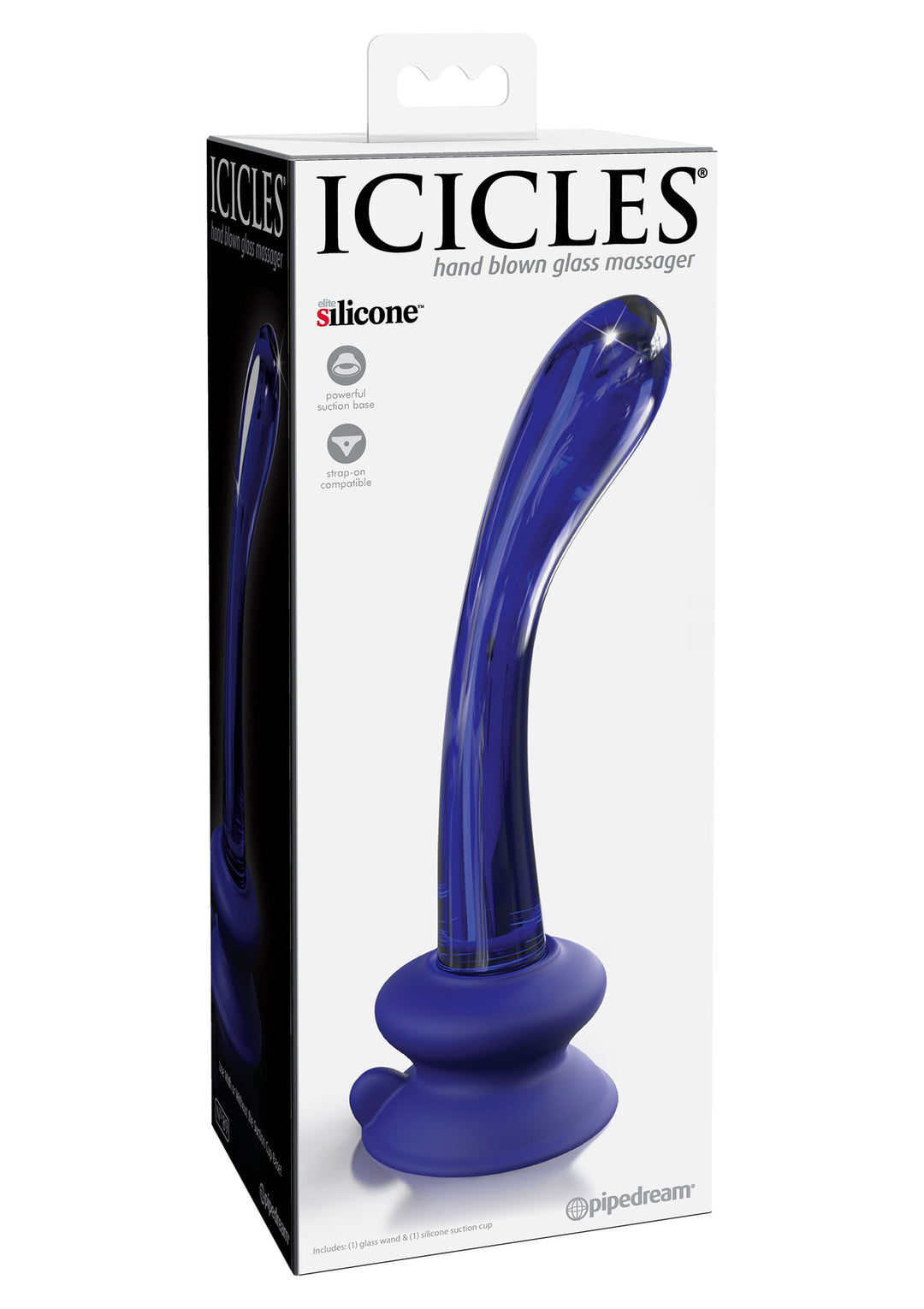 Dildo in Vetro con ventosa e base flessibile Icicles No. 89 - 18cm