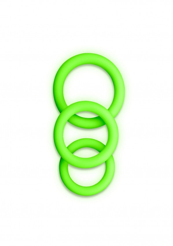 Kit anello per pene 3 pcs Cock Ring Set - Glow in the Dark - Neon Green