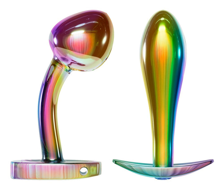 Anal Dilator Kit with Stone Metal Butt Plug Set in Rainbow Colors