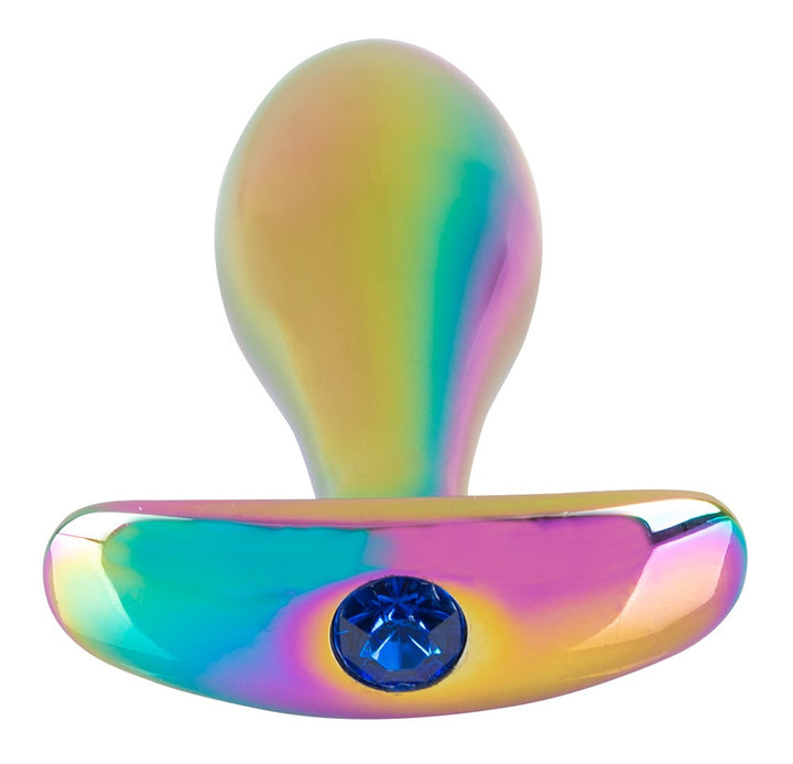 Anal Dilator Kit with Stone Metal Butt Plug Set in Rainbow Colors