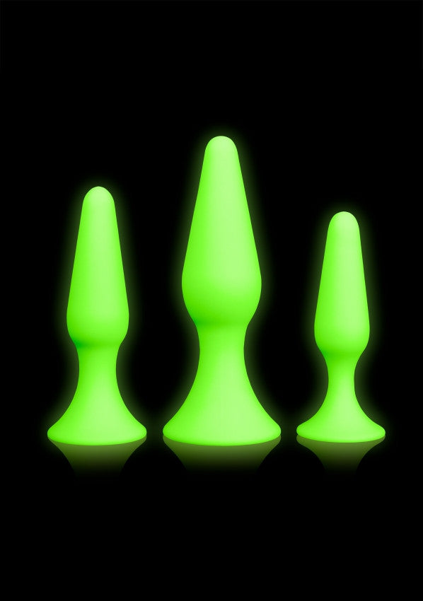 Butt Plug Kit Set - Glow in the Dark - Neon Green/Black