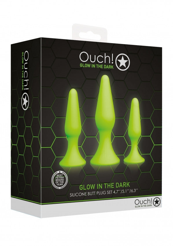 Butt Plug Kit Set - Glow in the Dark - Neon Green/Black