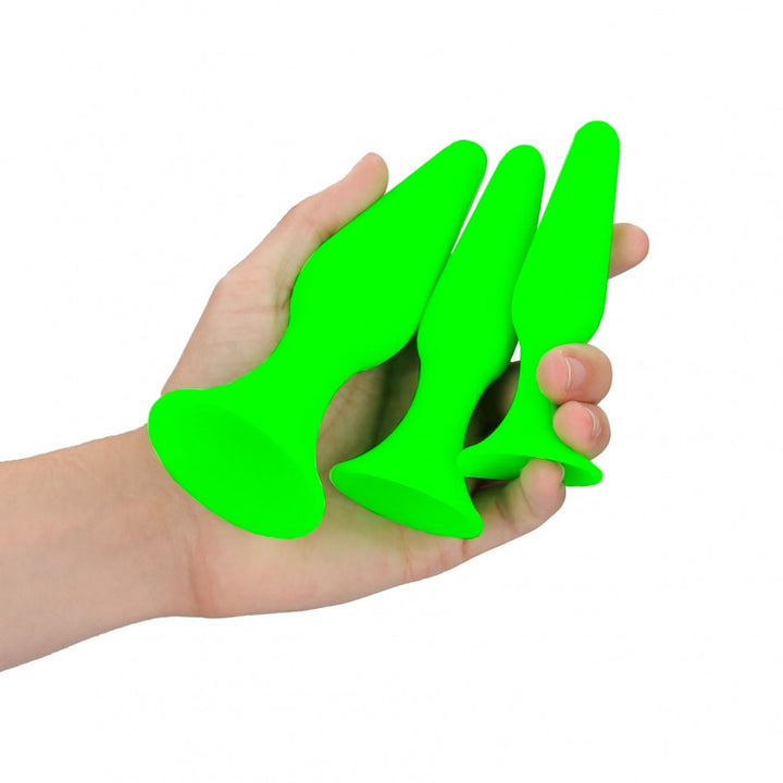 Butt Plug Kit Set - Glow in the Dark - Neon Green/Black