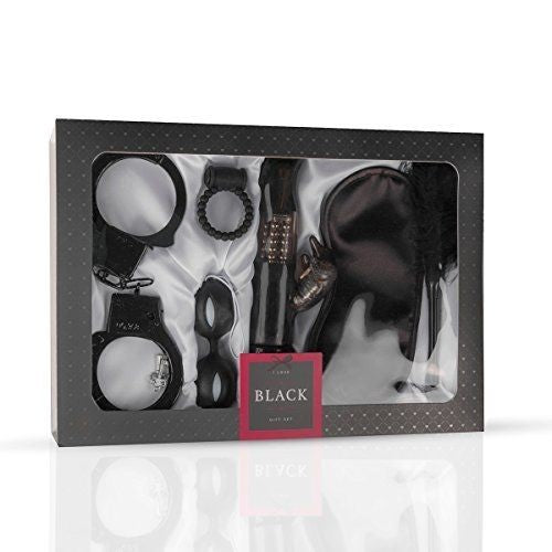 Kit sex toys con vibratore rabbit vaginale palline vaginali manette anello fallico nero love kit black