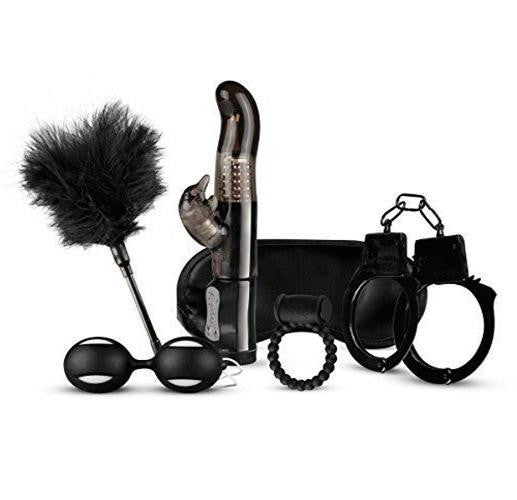 Kit sex toys with vaginal rabbit vibrator vaginal balls handcuffs black phallic ring love kit black