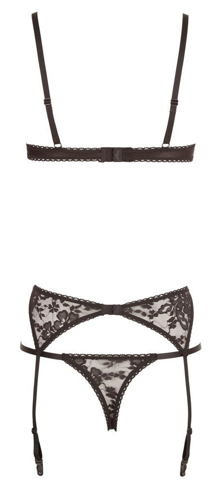 HEBE SET three-piece black women's underwear lingerie