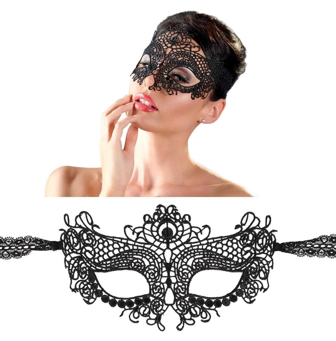 Maschera per notte da donna sexy nera veneziana gothic black