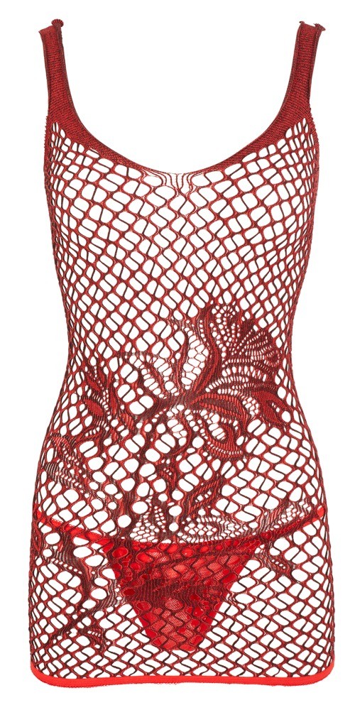 Red women's sexy lace tight underwear fishnet lingerie mini dress