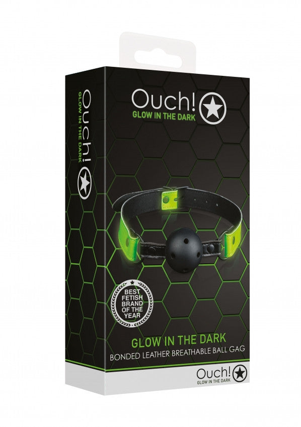 Bite Breathable Ball Gag - Glow in the Dark - Neon Green/Black