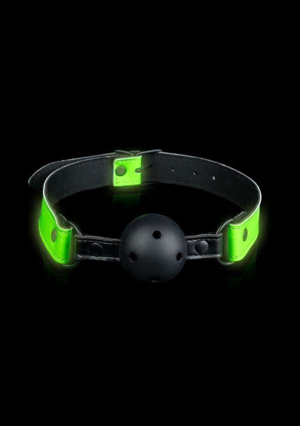 Bite Breathable Ball Gag - Glow in the Dark - Neon Green/Black