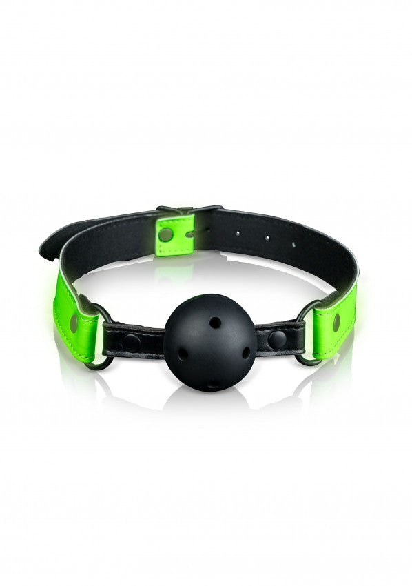 Bite Breathable Ball Gag - Glow in the Dark - Neon Green/Black