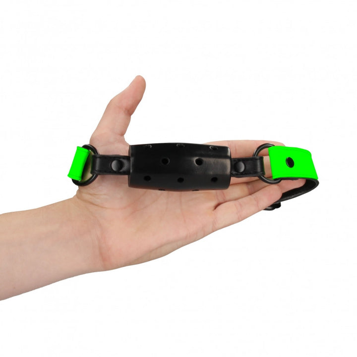 Bite Cylinder Gag - Glow in the Dark - Neon Green/Black