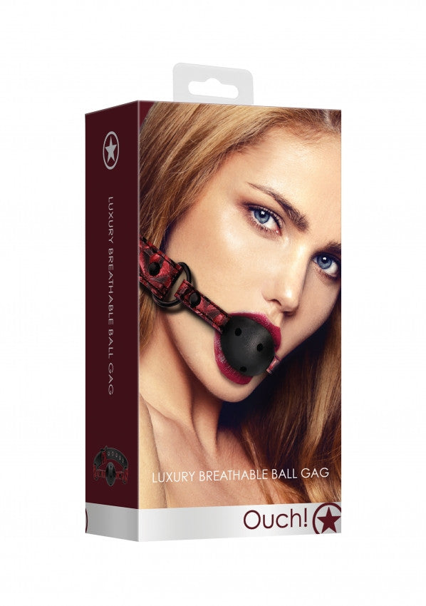 Perforated Bite Breathable Luxury Ball Gag - Burgundy