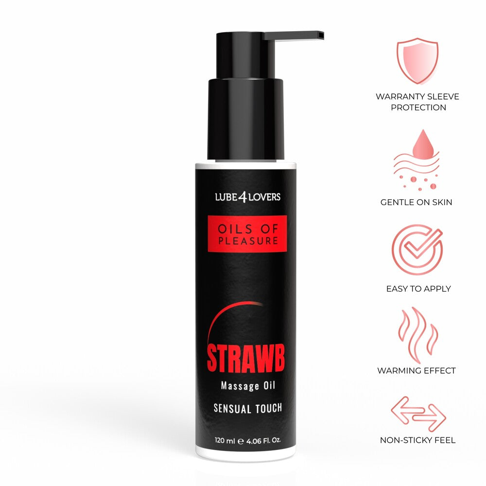 Olio da Massaggio Pleasure Fragola 120 ml di Lube4lovers | Oli Massaggi, foto 2