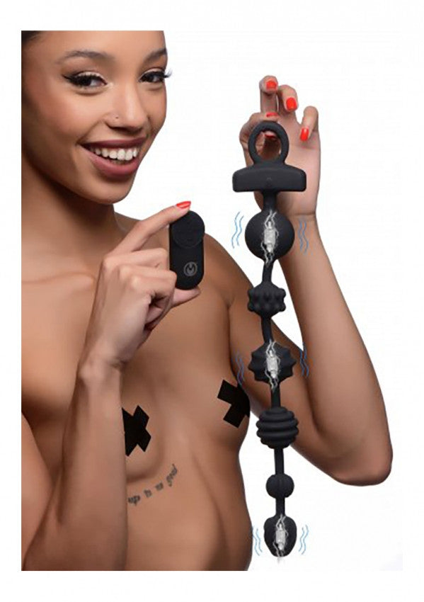 Vibrating Anal Beads 10X Dark Rattler Vibrating Silicone Anal Beads w/ Remote
