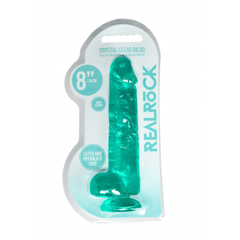 Realistic dildo Jelly Turquoise Transparent - 19cm