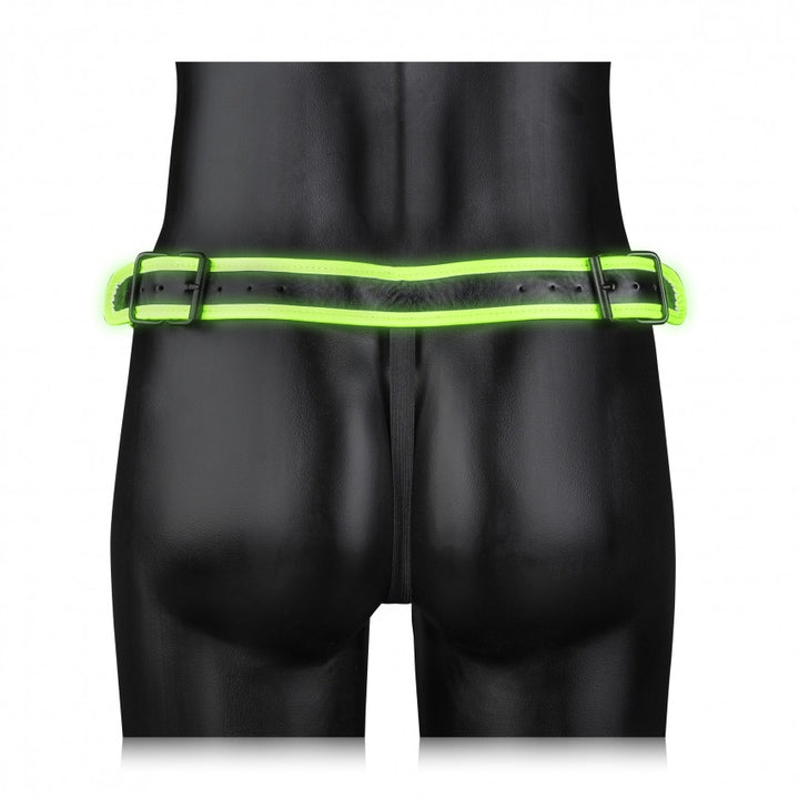 Striped Jock Strap men's thong - GitD - Neon Green/Black
