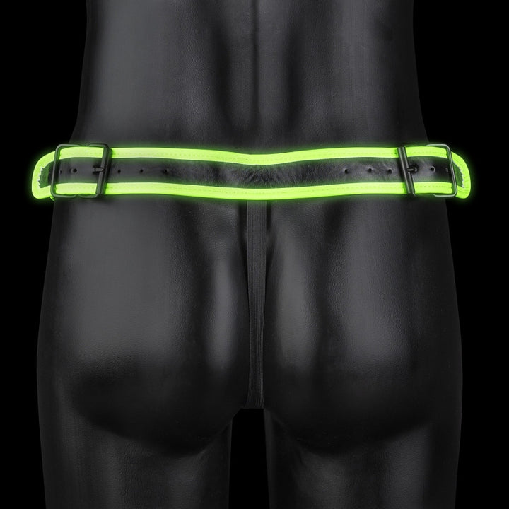 Striped Jock Strap men's thong - GitD - Neon Green/Black