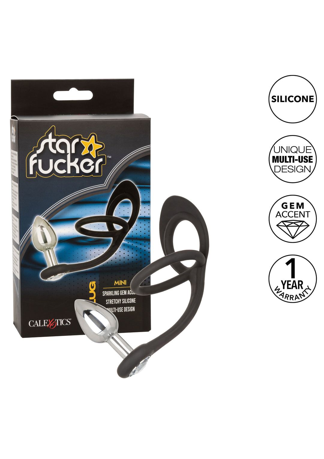 Anal plug with double phallic ring Star Fucker Mini Plug