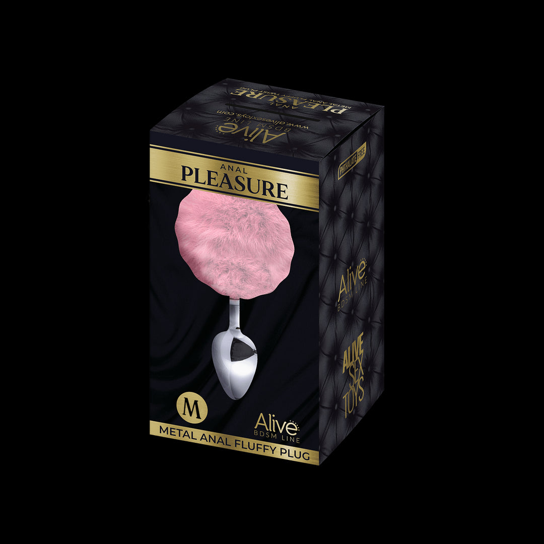 Plug anale con coda Metal Anal Fluffy Plug M pink