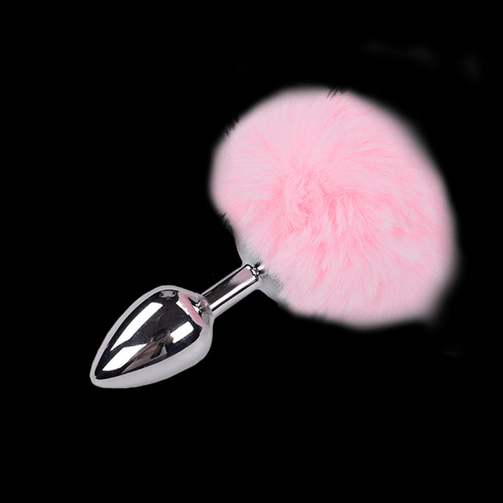 Anal plug with tail Metal Anal Fluffy Plug M pink