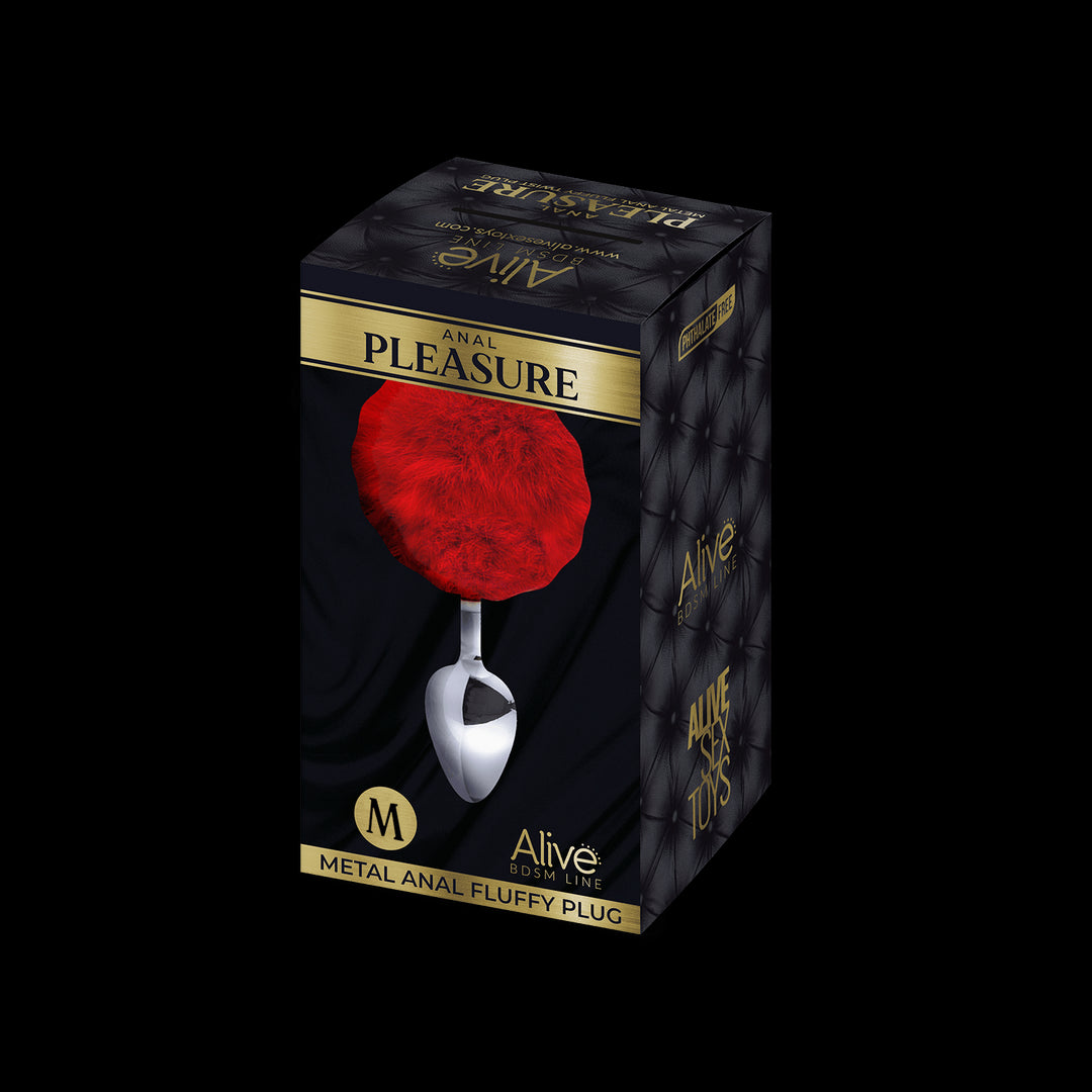 Plug anale con coda Metal Anal Fluffy Plug M red