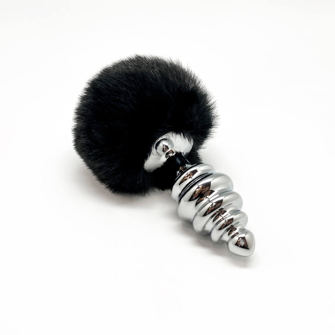 Anal plug with tail Metal Anal Fluffy Twist Plug L