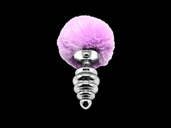 Anal plug with tail Metal Anal Fluffy Twist Plug L purple