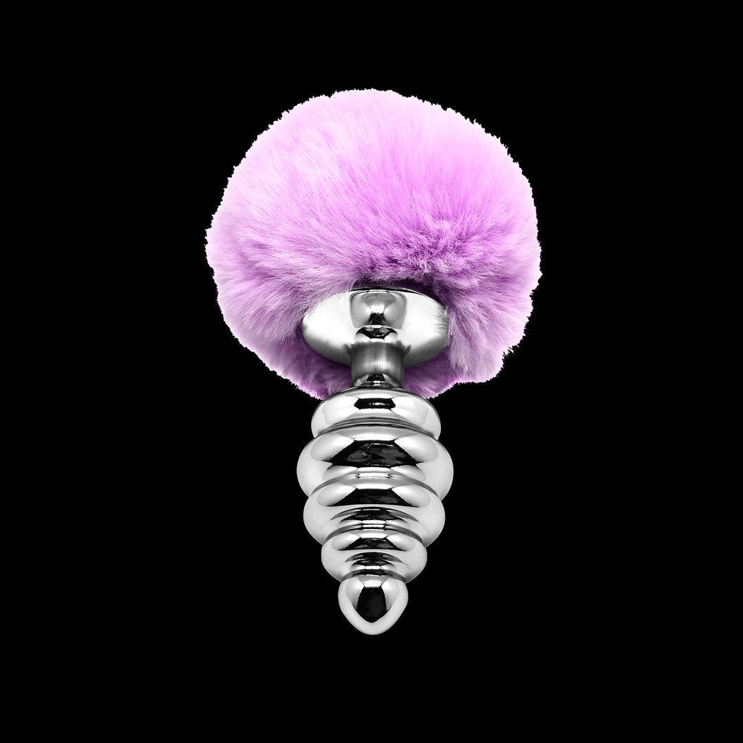 Anal plug with tail Metal Anal Fluffy Twist Plug L purple