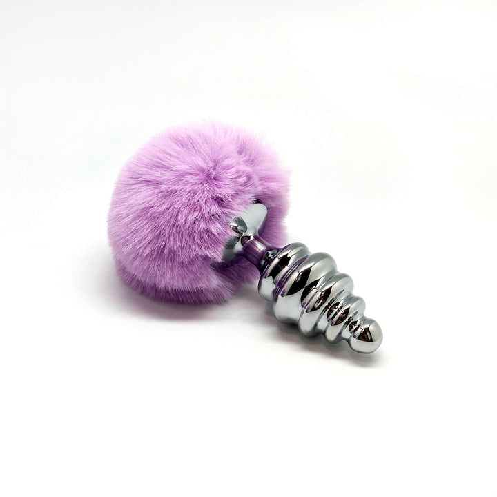 Anal plug with tail Metal Anal Fluffy Twist Plug L purple