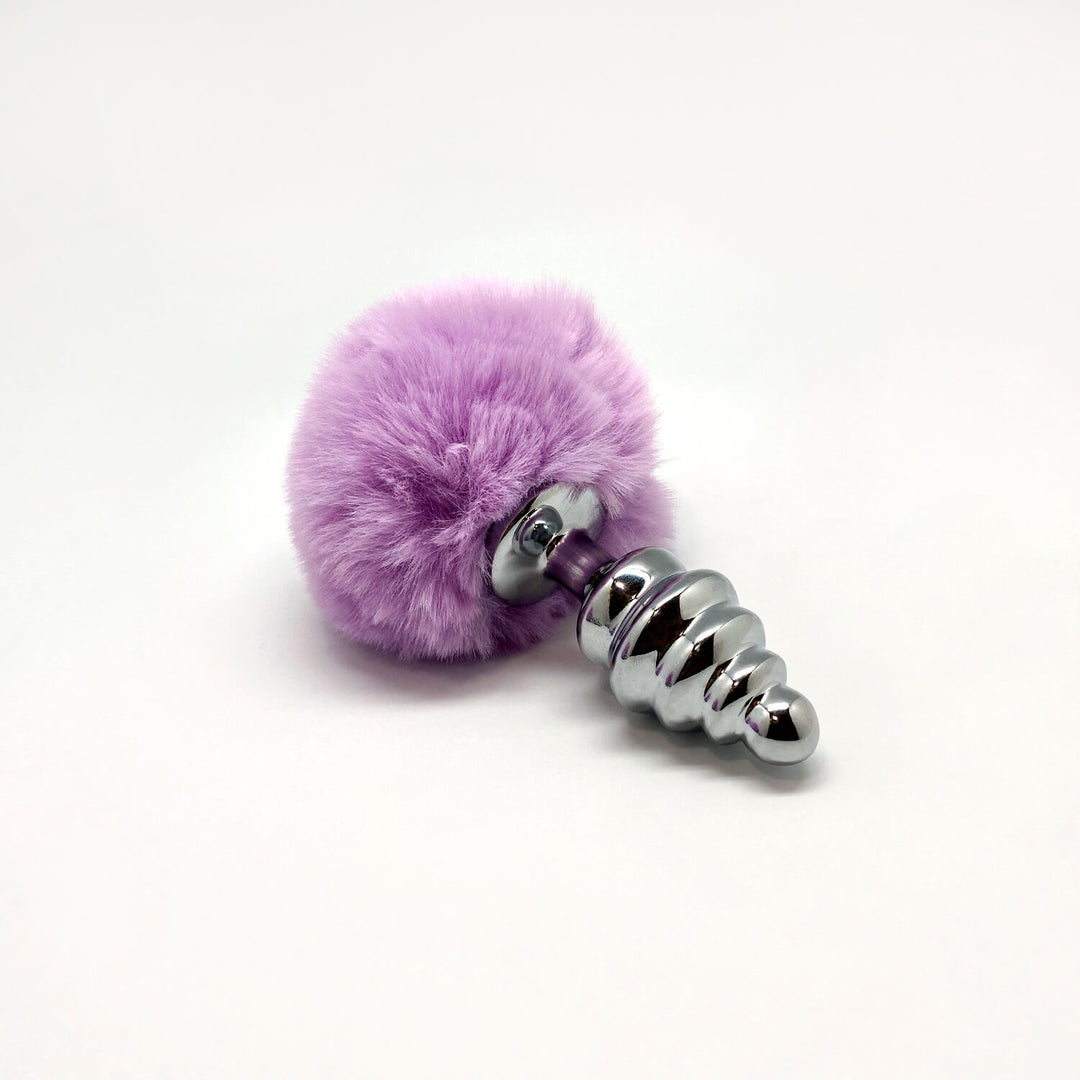 Anal plug with tail Metal Anal Fluffy Twist Plug M purple