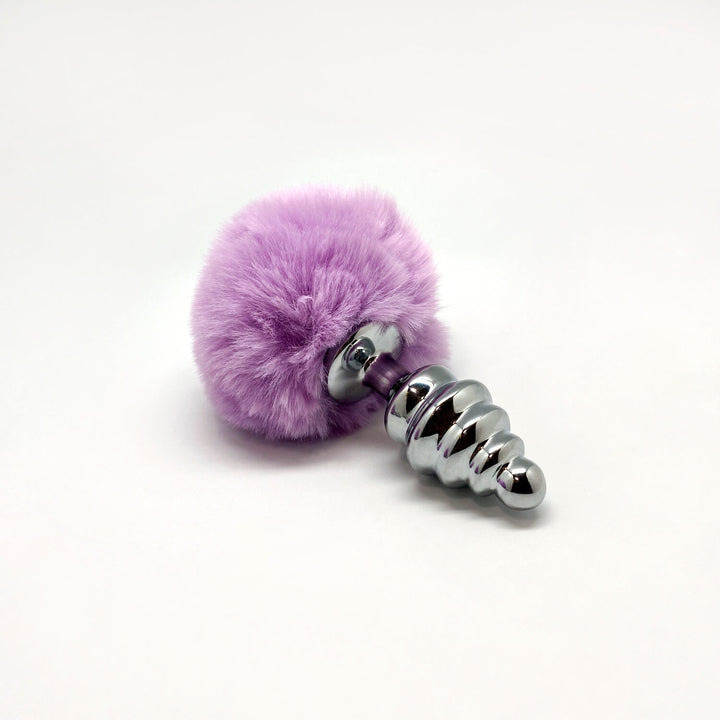 Anal plug with tail Metal Anal Fluffy Twist Plug M purple