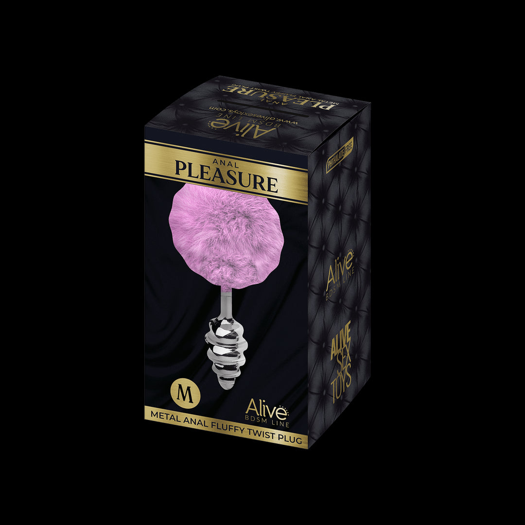 Plug anale con coda Metal Anal Fluffy Twist Plug M purple