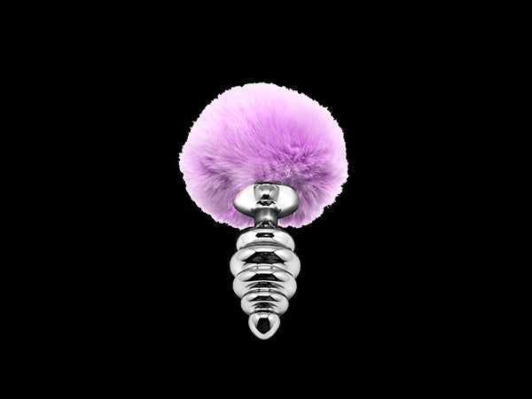 Anal plug with tail Metal Anal Fluffy Twist Plug M purple