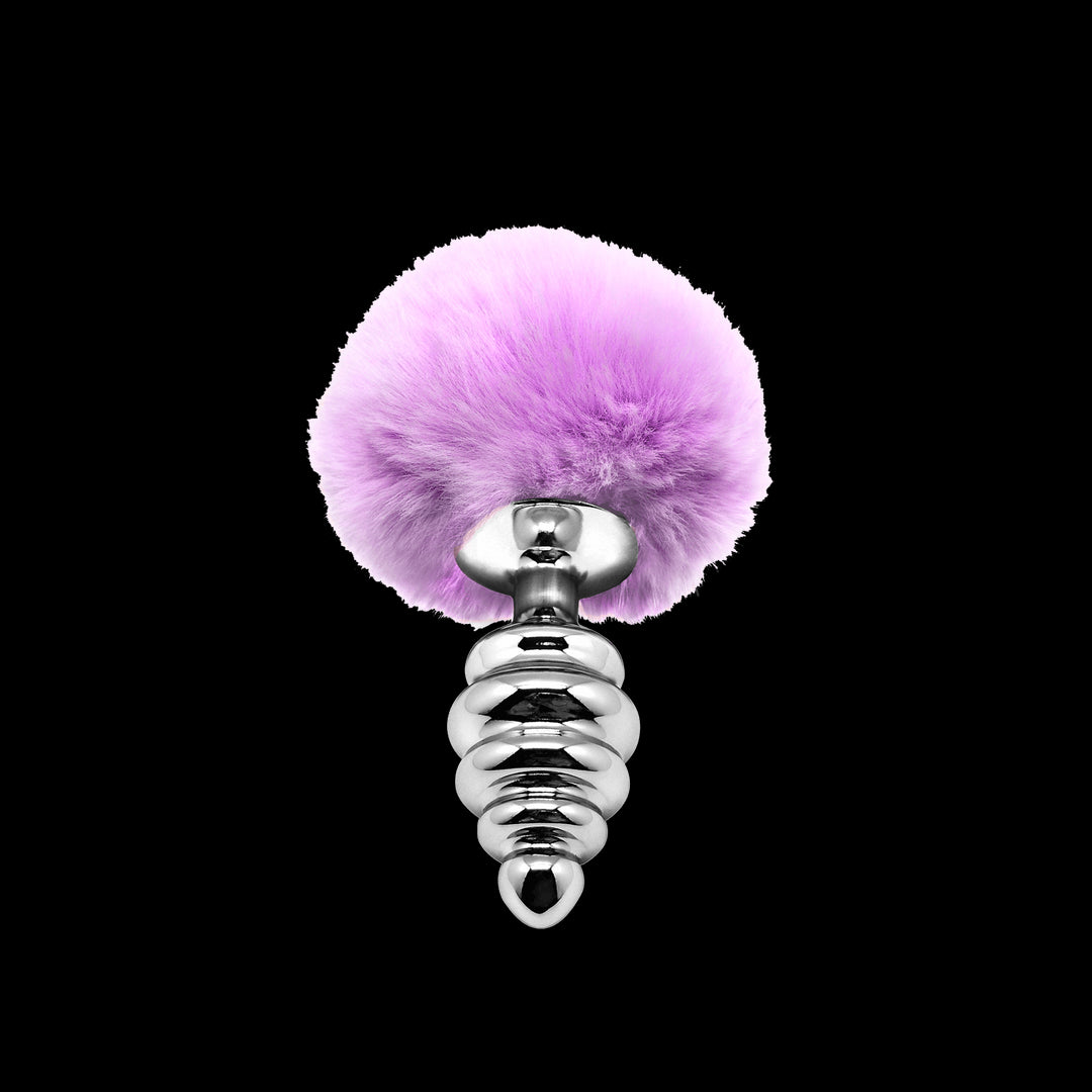 Anal plug with tail Metal Anal Fluffy Twist Plug M purple