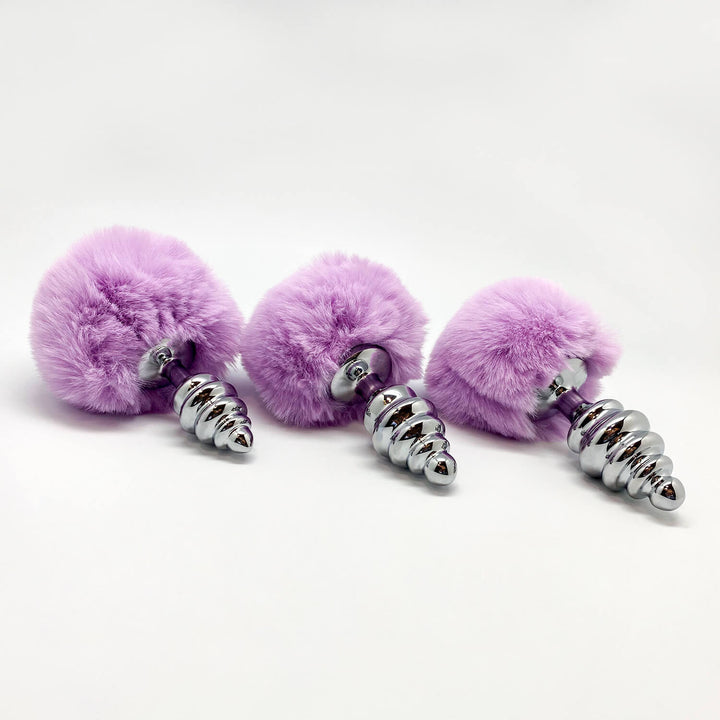 Anal plug with tail Metal Anal Fluffy Twist Plug S purple