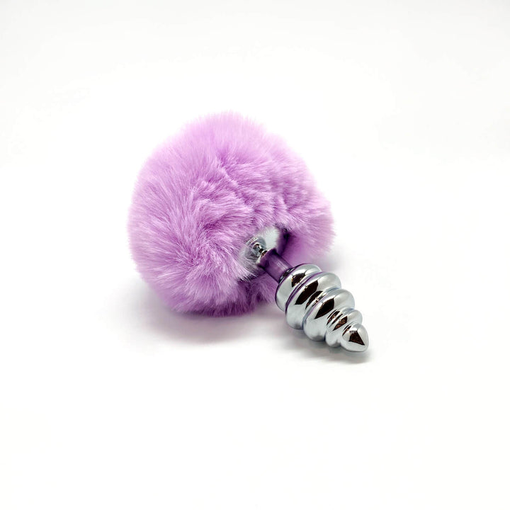 Anal plug with tail Metal Anal Fluffy Twist Plug S purple