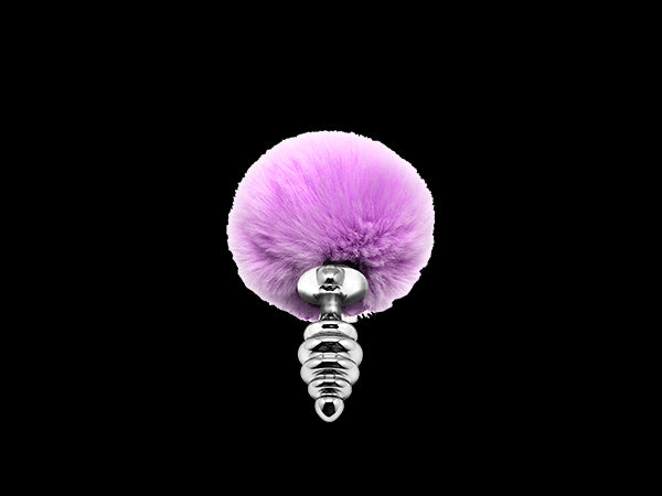 Anal plug with tail Metal Anal Fluffy Twist Plug S purple