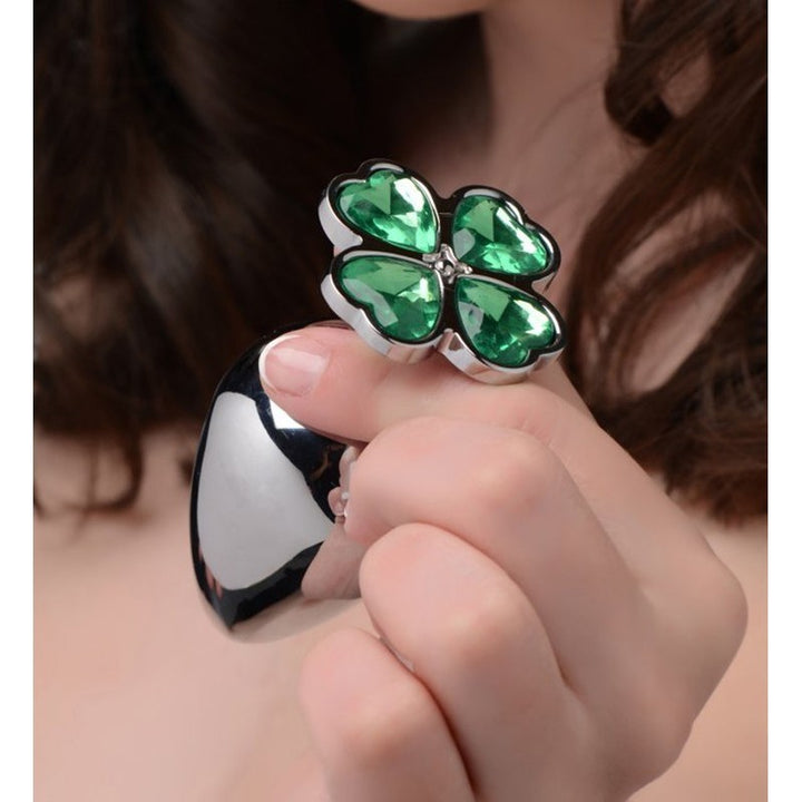 steel anal plug lucky clover gem small anal plug