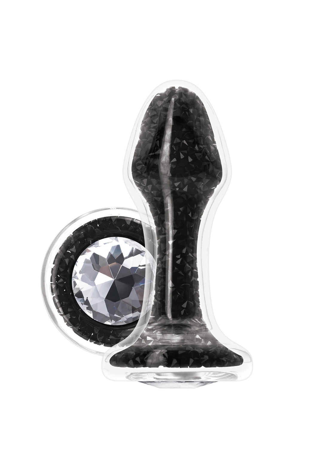 Glass anal plug with Stardust glam stone