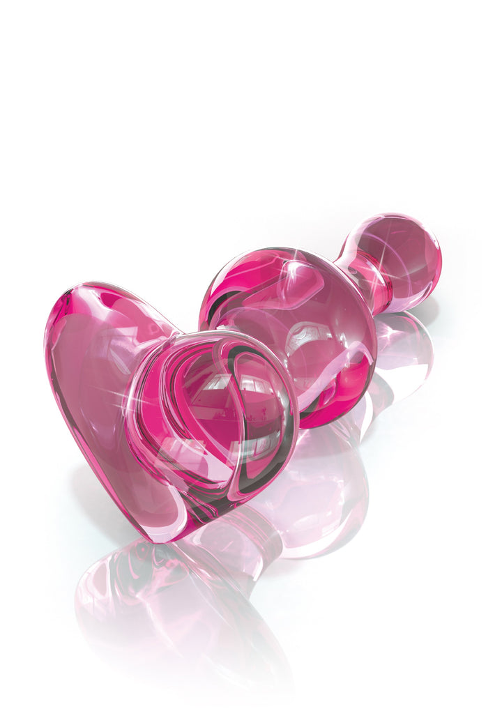 Butt Plug in vetro Icicles No 75 Pink Heart - 9,5cm