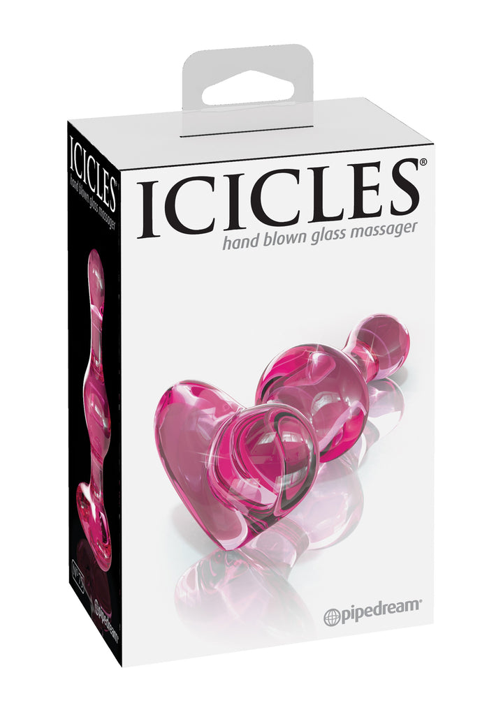 Butt Plug in vetro Icicles No 75 Pink Heart - 9,5cm