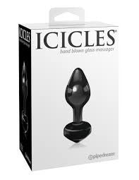 Mr Elegance Butt Plug in black glass icicles no 44 - 8.3cm