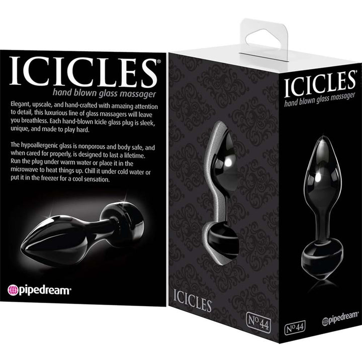 Mr Elegance Butt Plug in black glass icicles no 44 - 8.3cm