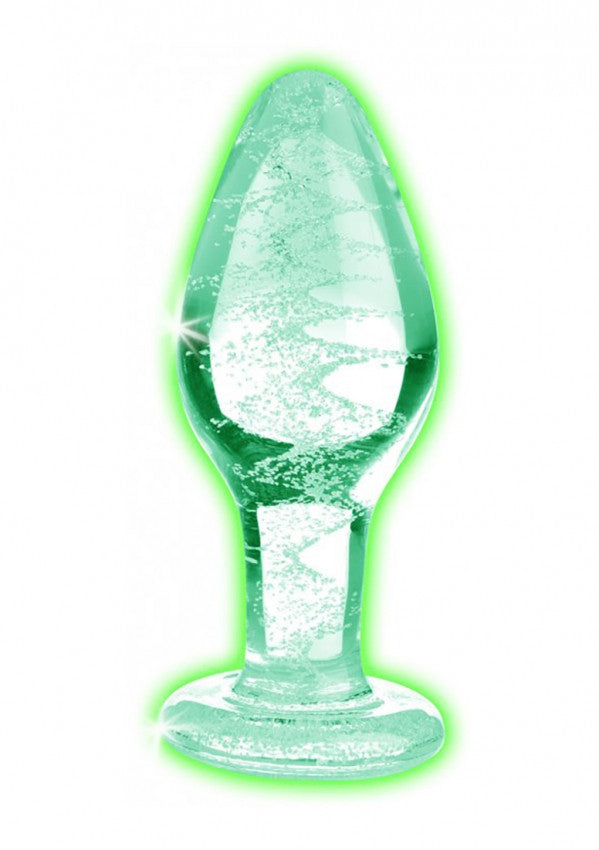 Glow-In-The-Dark Glass Anal Plug - Medium