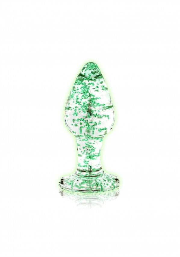 Glass Butt Plug - Glow in the Dark - Large - Clear