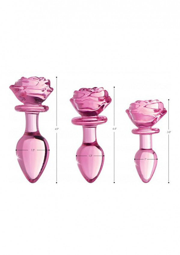 Plug in vetro Glass Large Anal Plug - Pink Rose