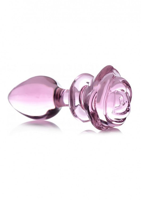 Glass Large Anal Plug - Pink Rose