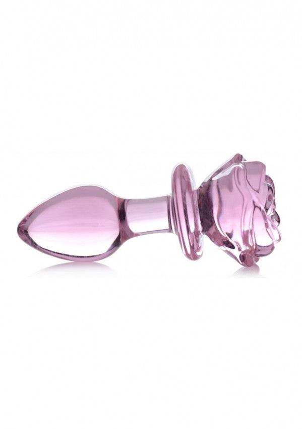 Glass plug Glass Medium Anal Plug - Pink Rose