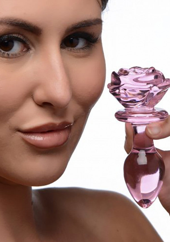 Glass plug Glass Medium Anal Plug - Pink Rose